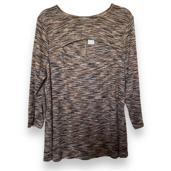 Lane Bryant Womens Top Size 22 24 Open Front Brown Tan Black Space Dye NEW - Picture 2 of 5